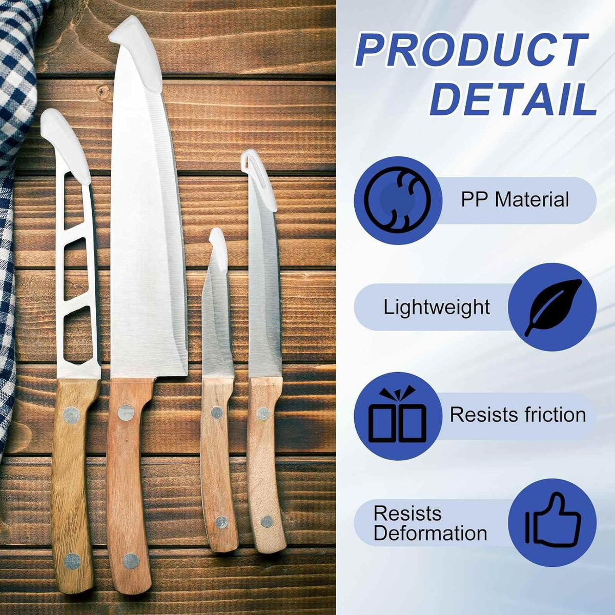 300Pcs Knife Tip Protector Cover 1.38" x 0.61" Plastic Anti-scratch Blade Tip Edge Guards for Kitchen Knife Protection Sleeves Cover, White