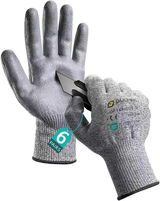 A3/A4/A9 Cut Resistant 2/3/6/12 Pairs Work Gloves for Men & Women | Touchscreen, Foam Nitrile Coated, Ideal for Glass Cutting, Wood Carving