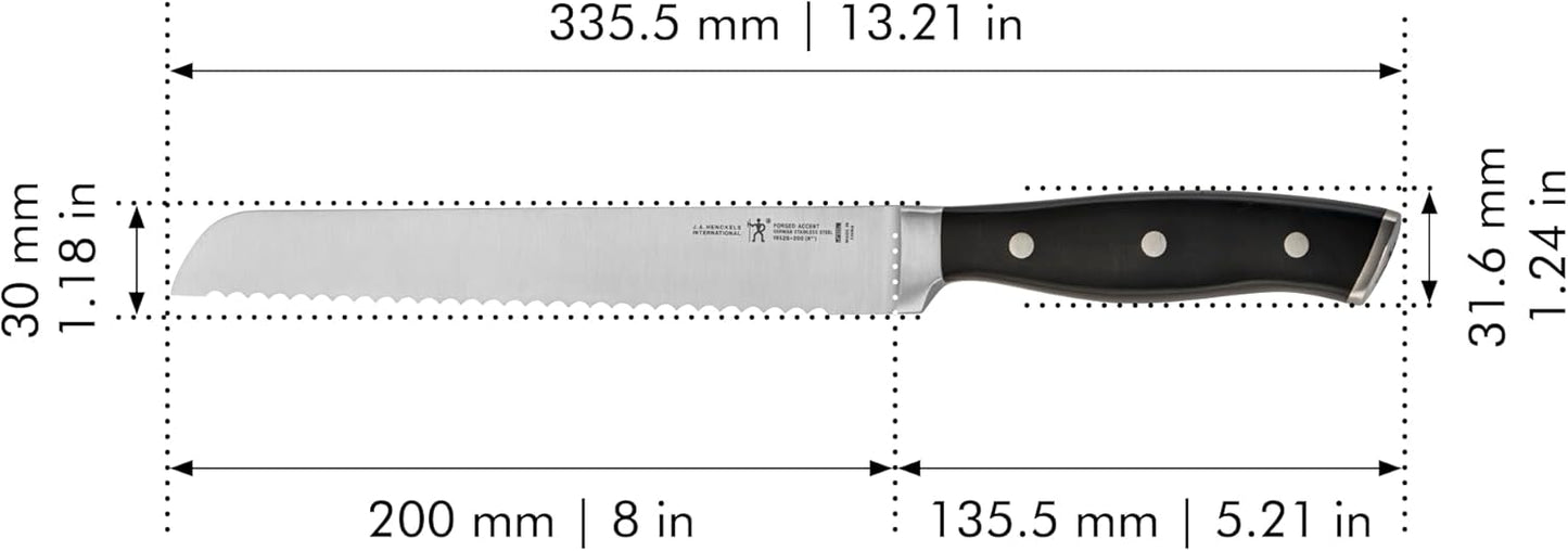 Forged Accent Razor-Sharp 8-inch Bread Knife, Cake Knife, Black, German Engineered Informed by 100+ Years of Mastery