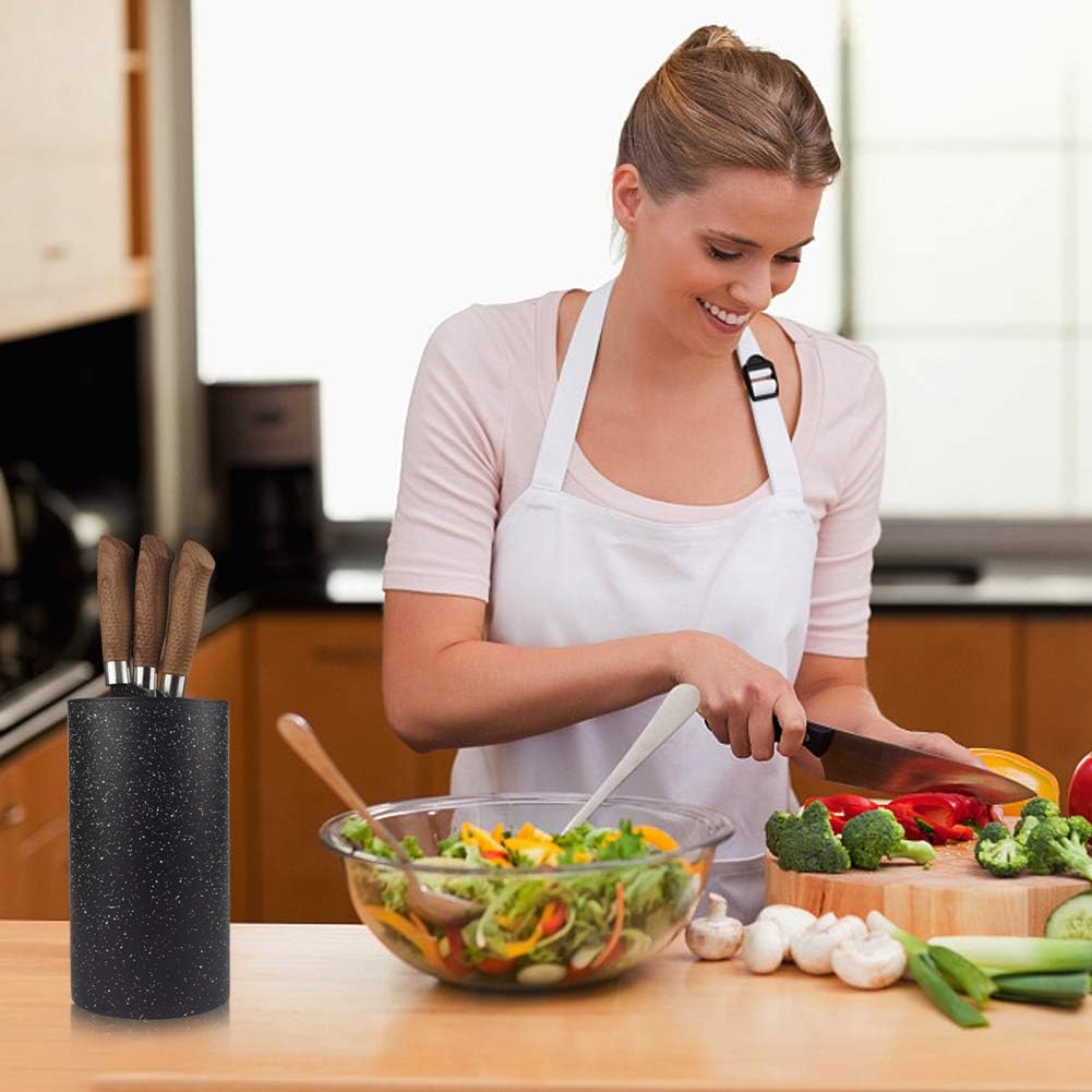 Universal Knife Block without Knives Multi-Functional Freedom Knife Storage Stand Resin Round Knife Holder Unique Design Slot to Protect Blades Detachable Easy to Clean Countertop Knife Holder