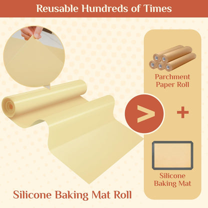 Silicone Baking Mat Roll, Reusable Baking Sheet Liners, 12 in x 6 ft | Free Cut to Size, Food-Grade, Non-Stick, Non-Slip, For Dough, Pastry, Air Fryer, Freeze Dryer, Oven Pan, Kitchen Counter