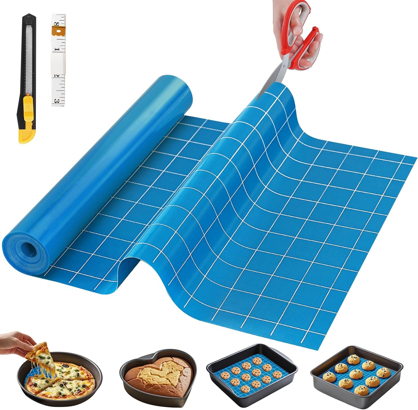 Silicone Baking Mat Roll, Reusable Baking Sheet Liners, 12 in x 6 ft | Free Cut to Size, Food-Grade, Non-Stick, Non-Slip, For Dough, Pastry, Air Fryer, Freeze Dryer, Oven Pan, Kitchen Counter
