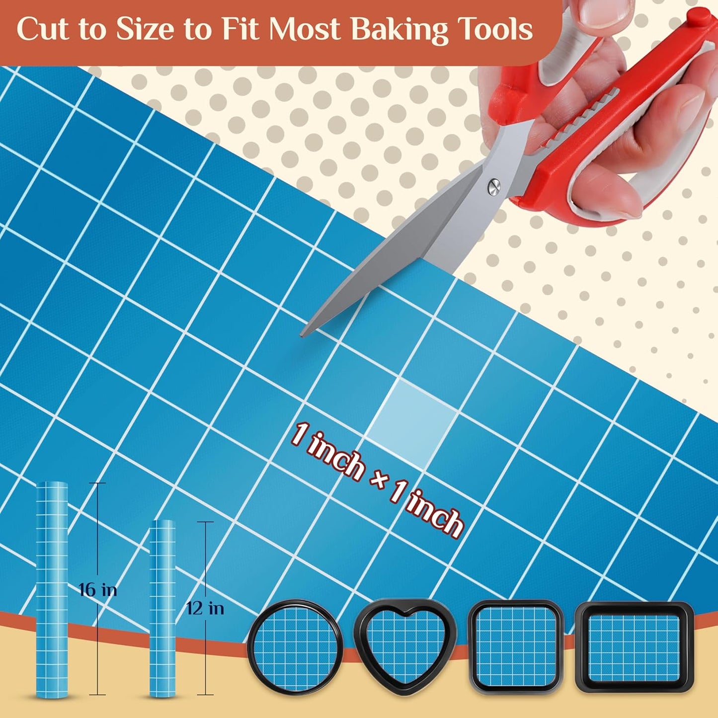Silicone Baking Mat Roll, Reusable Baking Sheet Liners, 12 in x 6 ft | Free Cut to Size, Food-Grade, Non-Stick, Non-Slip, For Dough, Pastry, Air Fryer, Freeze Dryer, Oven Pan, Kitchen Counter
