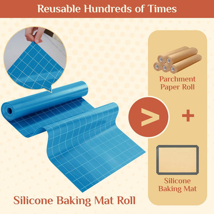 Silicone Baking Mat Roll, Reusable Baking Sheet Liners, 12 in x 6 ft | Free Cut to Size, Food-Grade, Non-Stick, Non-Slip, For Dough, Pastry, Air Fryer, Freeze Dryer, Oven Pan, Kitchen Counter