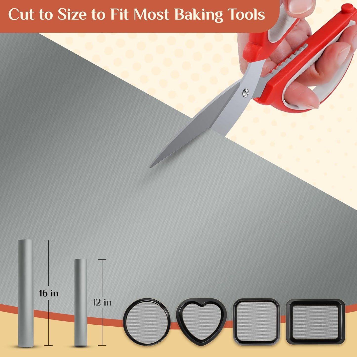 Silicone Baking Mat Roll, Reusable Baking Sheet Liners, 12 in x 6 ft | Free Cut to Size, Food-Grade, Non-Stick, Non-Slip, For Dough, Pastry, Air Fryer, Freeze Dryer, Oven Pan, Kitchen Counter