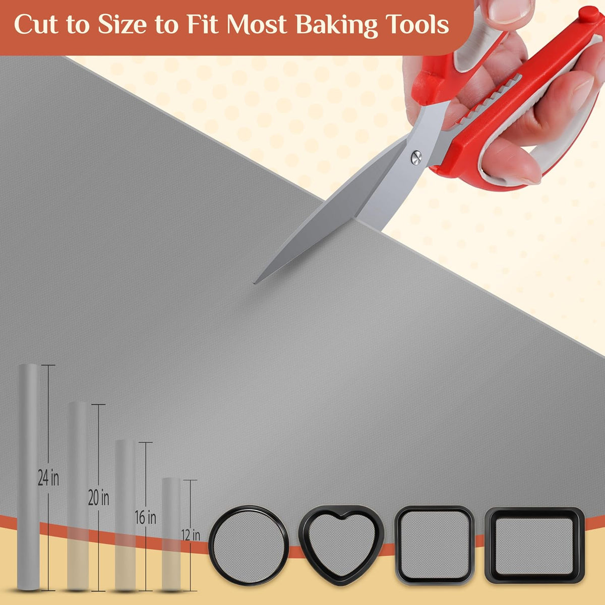 Silicone Baking Mat Roll, Reusable Baking Sheet Liners, 12 in x 6 ft | Free Cut to Size, Food-Grade, Non-Stick, Non-Slip, For Dough, Pastry, Air Fryer, Freeze Dryer, Oven Pan, Kitchen Counter