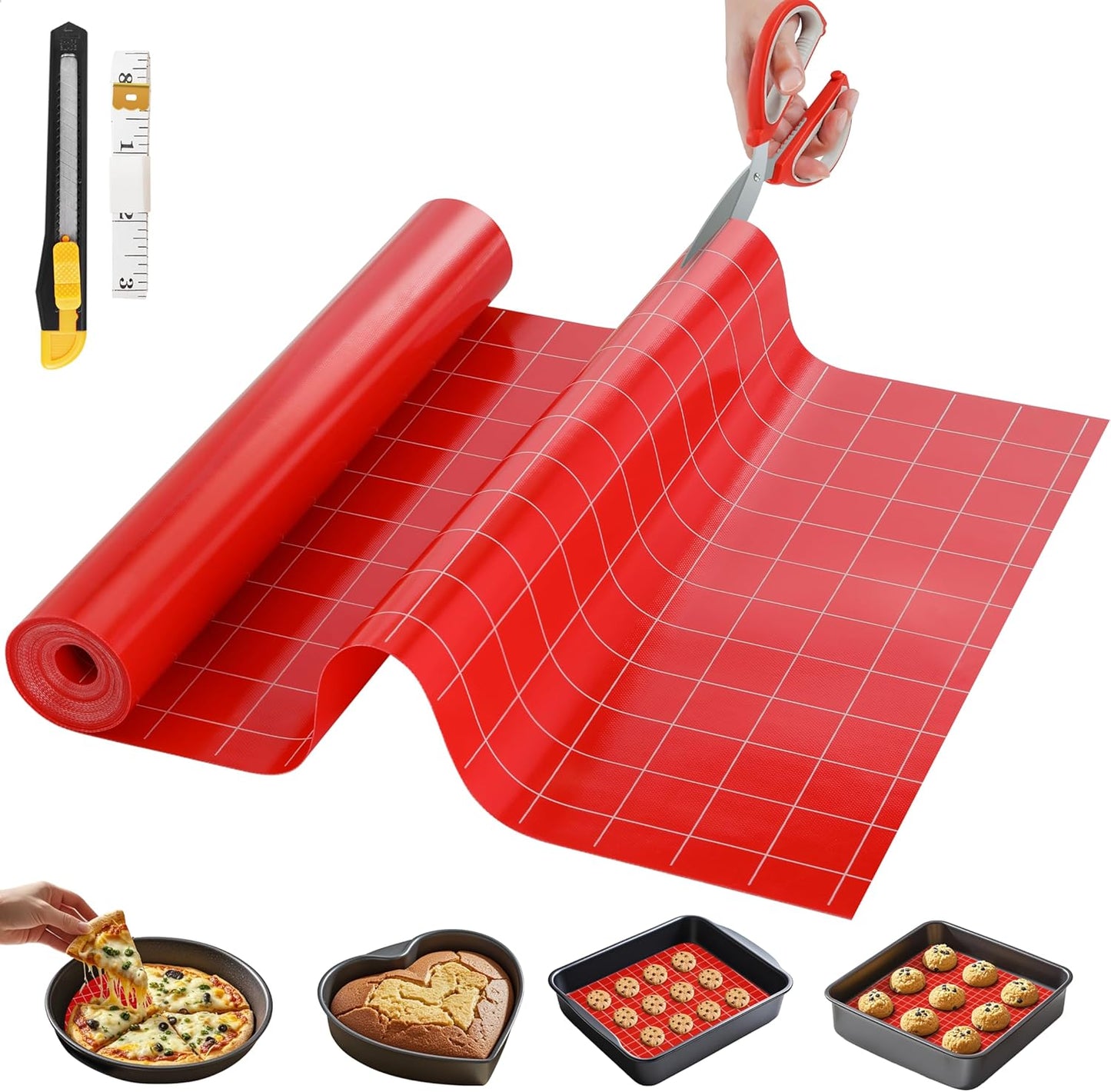 Silicone Baking Mat Roll, Reusable Baking Sheet Liners, 12 in x 6 ft | Free Cut to Size, Food-Grade, Non-Stick, Non-Slip, For Dough, Pastry, Air Fryer, Freeze Dryer, Oven Pan, Kitchen Counter