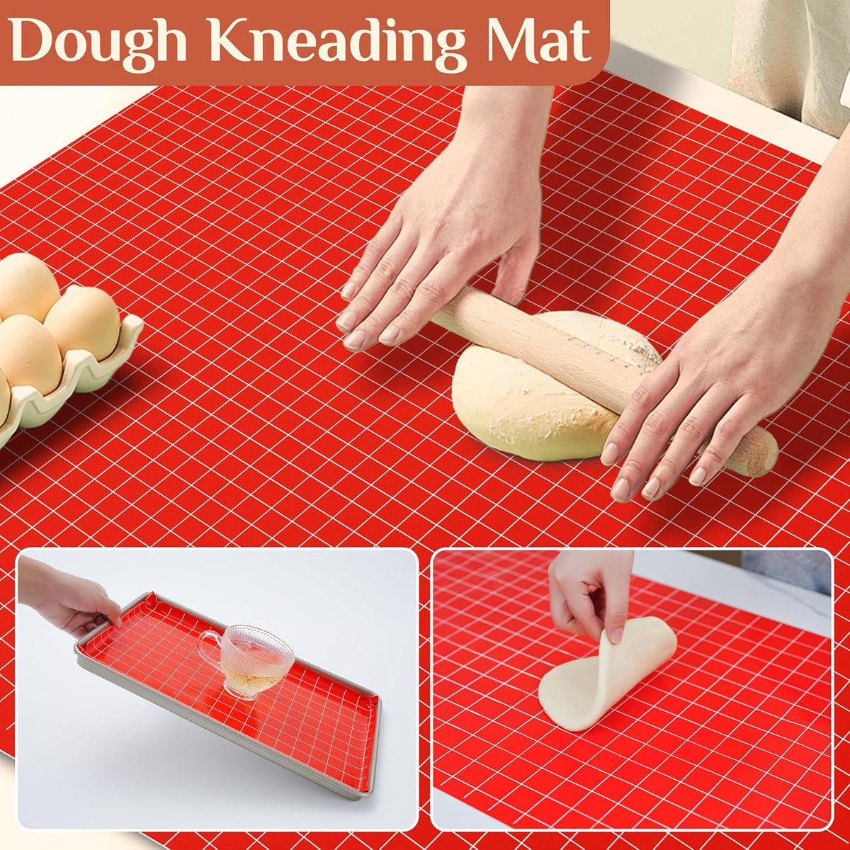 Silicone Baking Mat Roll, Reusable Baking Sheet Liners, 12 in x 6 ft | Free Cut to Size, Food-Grade, Non-Stick, Non-Slip, For Dough, Pastry, Air Fryer, Freeze Dryer, Oven Pan, Kitchen Counter