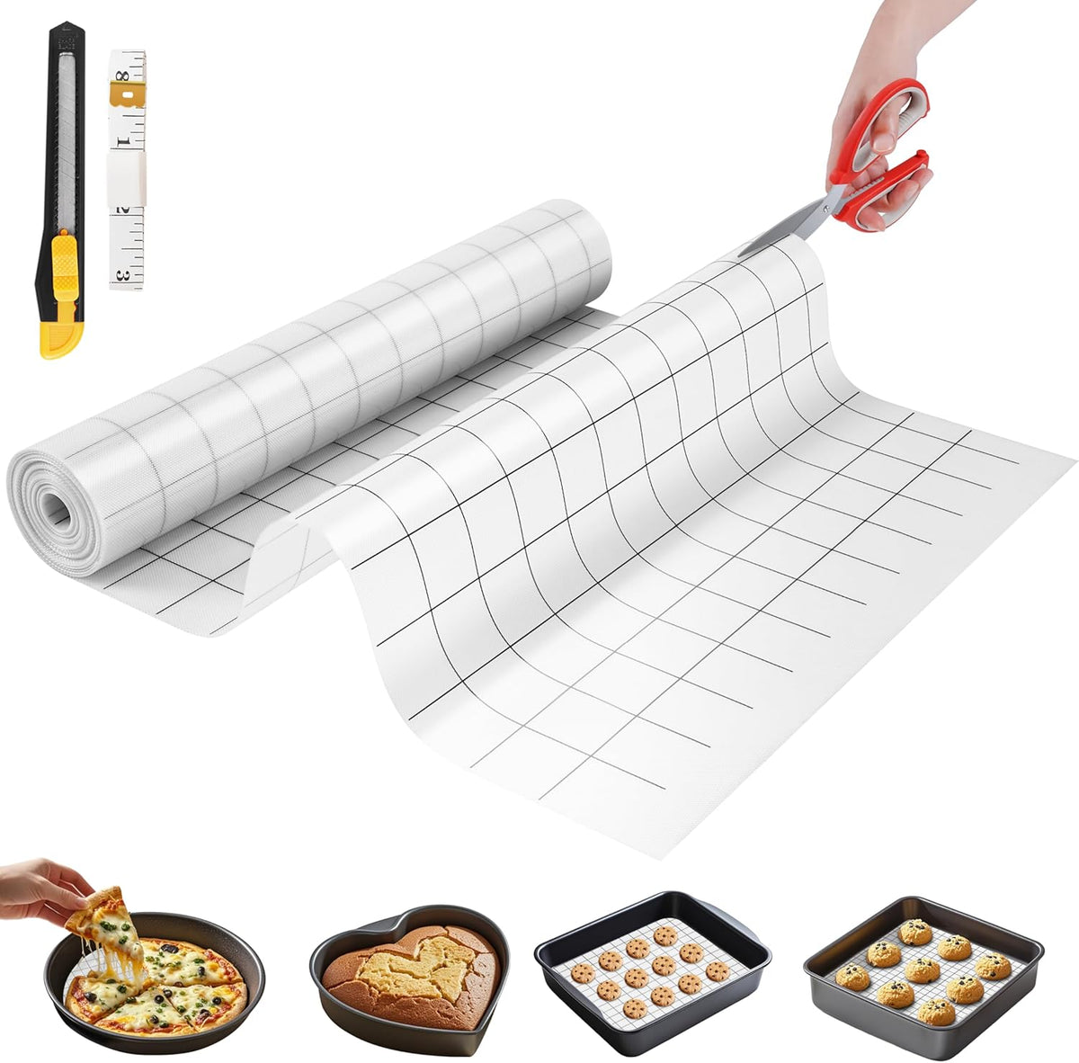 Silicone Baking Mat Roll, Reusable Baking Sheet Liners, 12 in x 6 ft | Free Cut to Size, Food-Grade, Non-Stick, Non-Slip, For Dough, Pastry, Air Fryer, Freeze Dryer, Oven Pan, Kitchen Counter