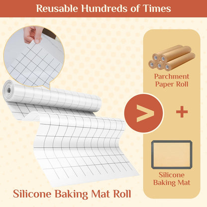 Silicone Baking Mat Roll, Reusable Baking Sheet Liners, 12 in x 6 ft | Free Cut to Size, Food-Grade, Non-Stick, Non-Slip, For Dough, Pastry, Air Fryer, Freeze Dryer, Oven Pan, Kitchen Counter