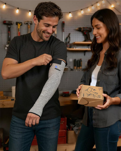 Cut Resistant Farmers Sleeves with Thumb Hole, Arm Protectors for Thin Skin and Bruising, for Gardening, Welding, Kitchen, Arm Guards for Biting, Pet Grooming, Grey, 1 Pair