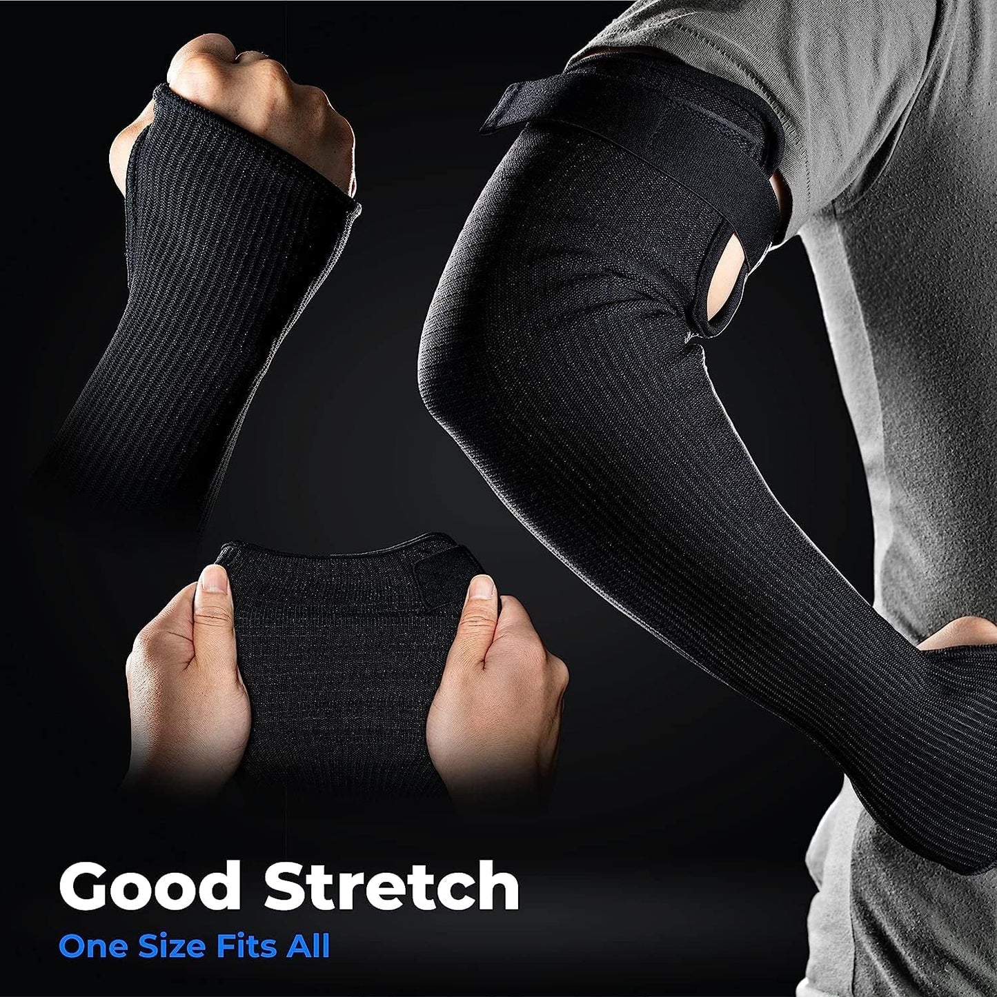 Cut Resistant Farmers Sleeves with Thumb Hole, Arm Protectors for Thin Skin and Bruising, for Gardening, Welding, Kitchen, Arm Guards for Biting, Pet Grooming, Grey, 1 Pair
