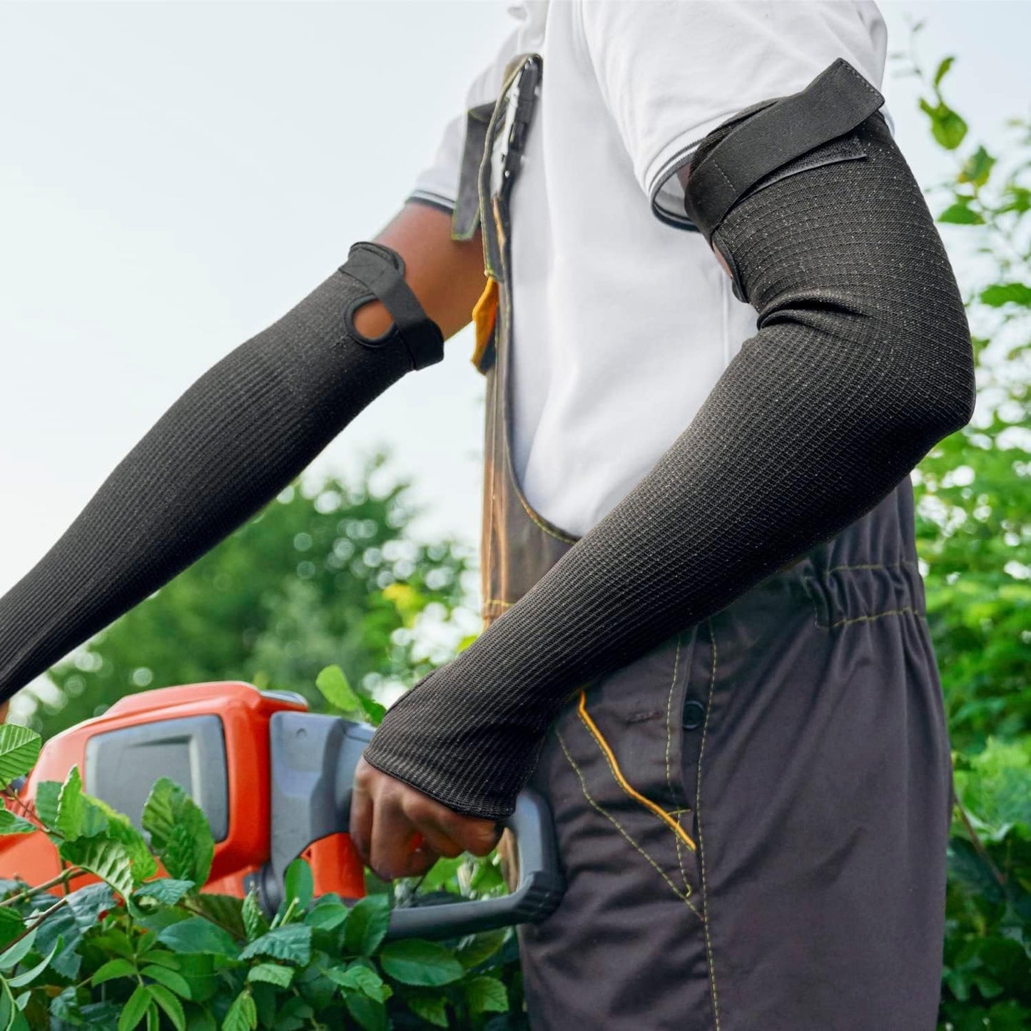 Cut Resistant Farmers Sleeves with Thumb Hole, Arm Protectors for Thin Skin and Bruising, for Gardening, Welding, Kitchen, Arm Guards for Biting, Pet Grooming, Grey, 1 Pair