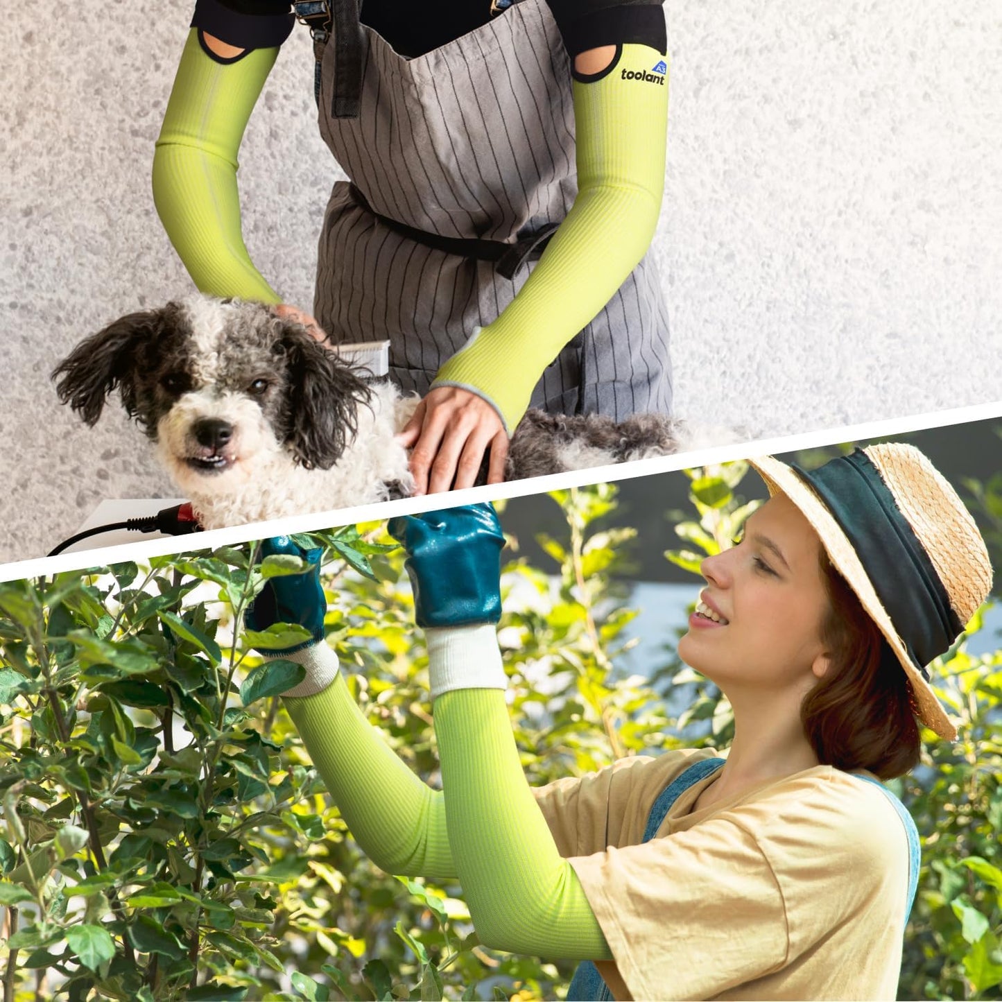 Cut Resistant Farmers Sleeves with Thumb Hole, Arm Protectors for Thin Skin and Bruising, for Gardening, Welding, Kitchen, Arm Guards for Biting, Pet Grooming, Grey, 1 Pair
