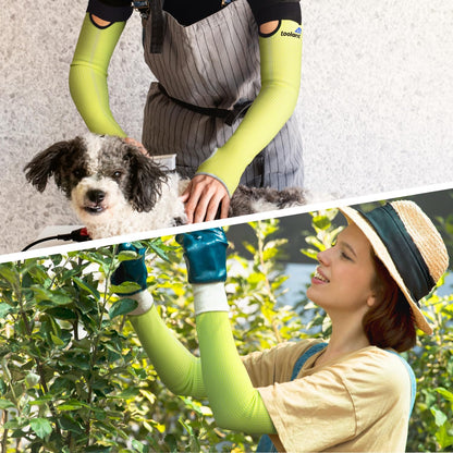 Cut Resistant Farmers Sleeves with Thumb Hole, Arm Protectors for Thin Skin and Bruising, for Gardening, Welding, Kitchen, Arm Guards for Biting, Pet Grooming, Grey, 1 Pair