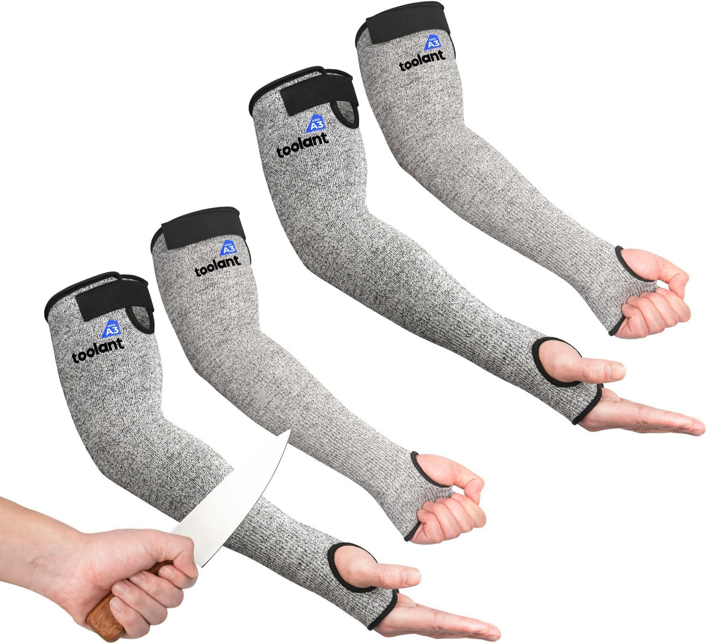Cut Resistant Farmers Sleeves with Thumb Hole, Arm Protectors for Thin Skin and Bruising, for Gardening, Welding, Kitchen, Arm Guards for Biting, Pet Grooming, Grey, 1 Pair