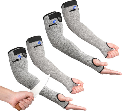 Cut Resistant Farmers Sleeves with Thumb Hole, Arm Protectors for Thin Skin and Bruising, for Gardening, Welding, Kitchen, Arm Guards for Biting, Pet Grooming, Grey, 1 Pair
