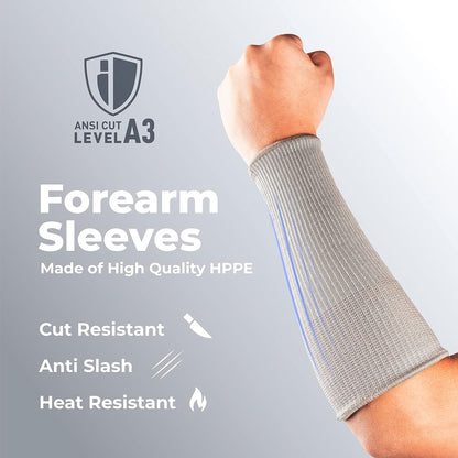 Cut Resistant Farmers Sleeves with Thumb Hole, Arm Protectors for Thin Skin and Bruising, for Gardening, Welding, Kitchen, Arm Guards for Biting, Pet Grooming, Grey, 1 Pair