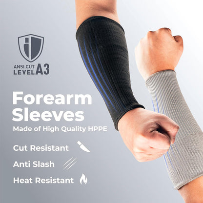 Cut Resistant Farmers Sleeves with Thumb Hole, Arm Protectors for Thin Skin and Bruising, for Gardening, Welding, Kitchen, Arm Guards for Biting, Pet Grooming, Grey, 1 Pair