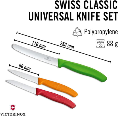 Swiss Classic Multicolored 3-Piece Paring Knife Set