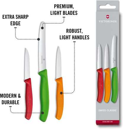 Swiss Classic Multicolored 3-Piece Paring Knife Set
