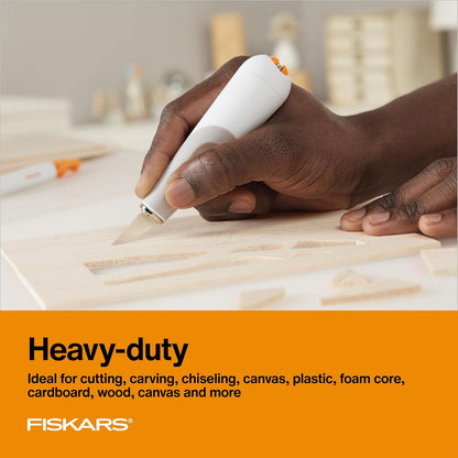 Easy Change Medium Duty Precision Craft Knife Cutting and Carving Set, Softgrip and Ideal for Precise Cutting, Includes 12 blades, Orange/White