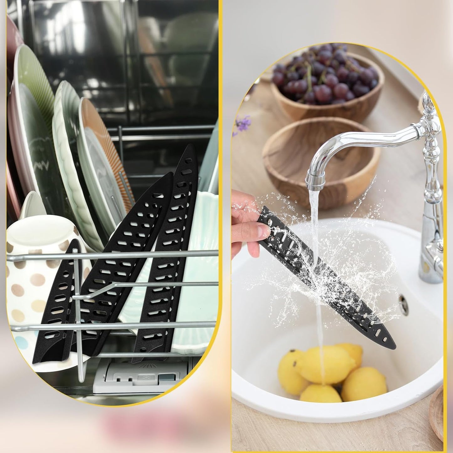 5 Pieces Knife Sheath Kitchen Safety Knife Covers or Sleeves Universal Plastic Knife Guards Set Blade Protector for 10'' 8'' 5'' 3.5'' Chef Bread Utility Knife