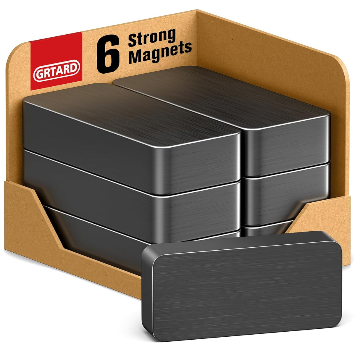 6 Pack Ceramic Magnets Strong, Grade 8 Ferrite Magnet Heavy Duty | 1 7/8" x 7/8" x 3/8" Rectangular Strong Magnets, Black Blocks Magnet for Crafts, Science, Fridge, Whiteboard, Hanging Tools