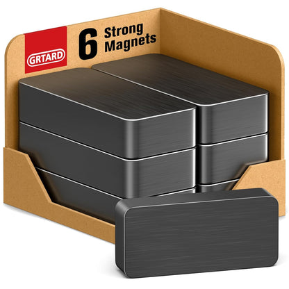 6 Pack Ceramic Magnets Strong, Grade 8 Ferrite Magnet Heavy Duty | 1 7/8" x 7/8" x 3/8" Rectangular Strong Magnets, Black Blocks Magnet for Crafts, Science, Fridge, Whiteboard, Hanging Tools