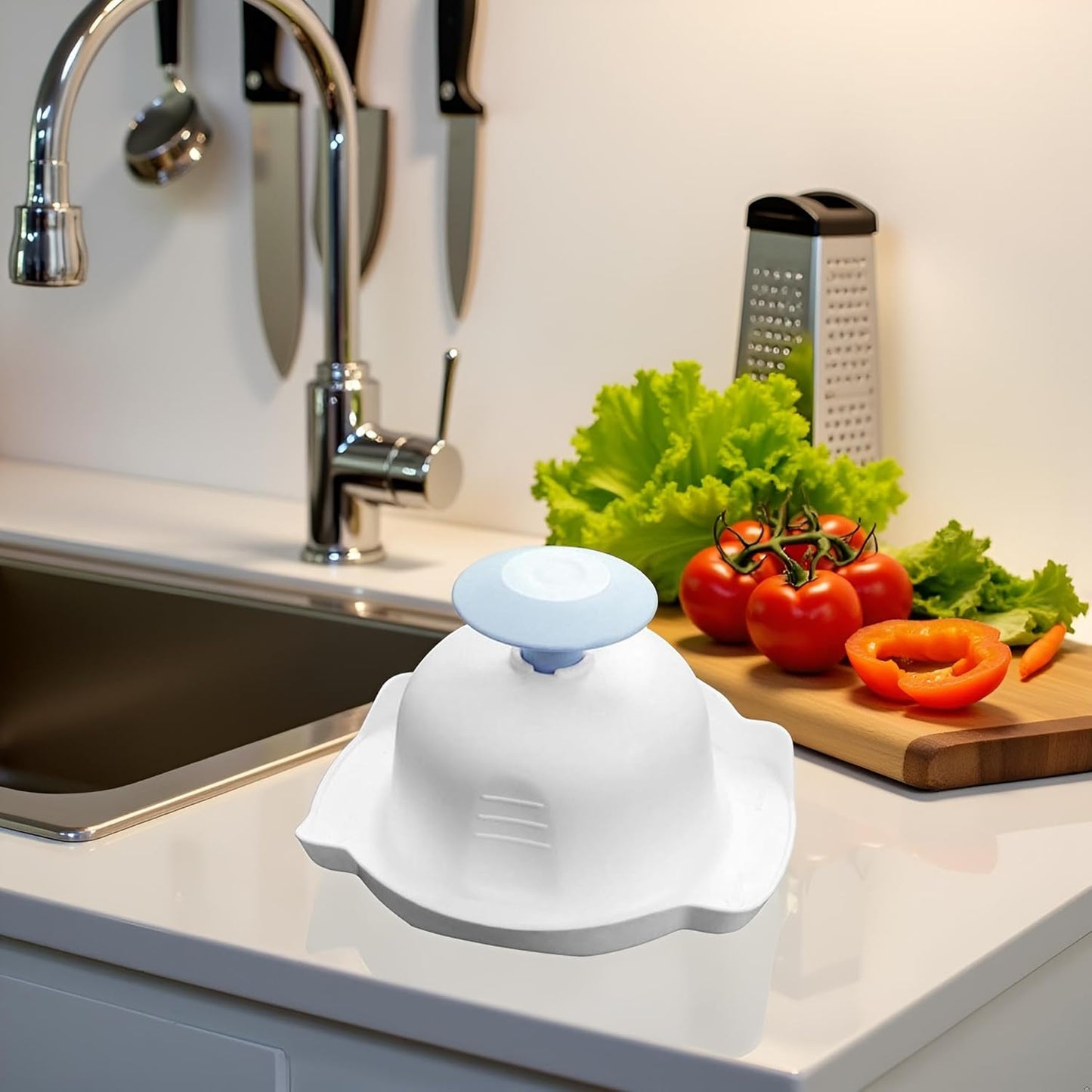 Blue Food Safety Holder for Mandolin Slicer or Grater,Finger Anti-Cut Protectors for Vegetable Grater, Food Slicer Cutter Finger Guard for Mandoline Cutting,Kitchen Utensils and Gadgets