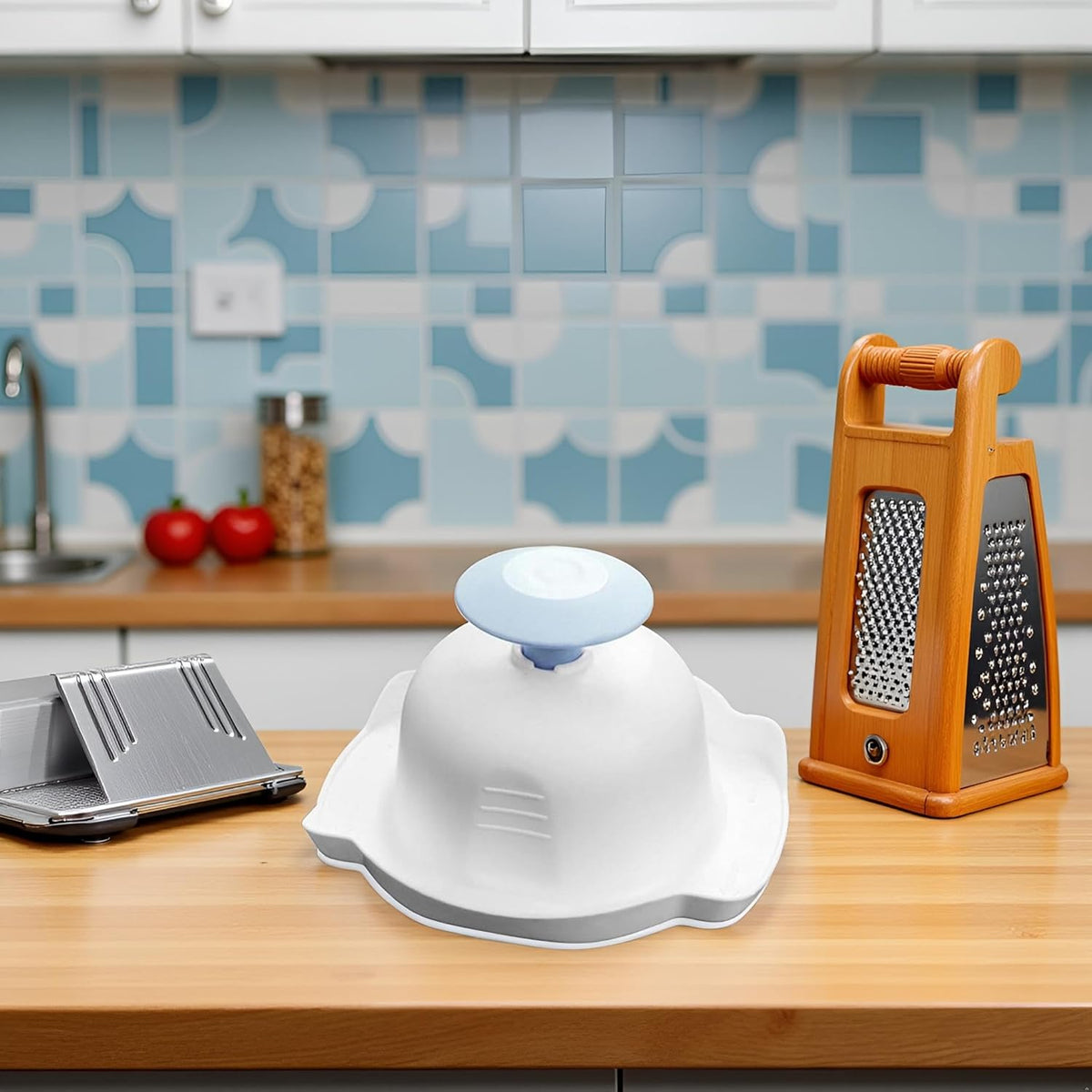 Blue Food Safety Holder for Mandolin Slicer or Grater,Finger Anti-Cut Protectors for Vegetable Grater, Food Slicer Cutter Finger Guard for Mandoline Cutting,Kitchen Utensils and Gadgets