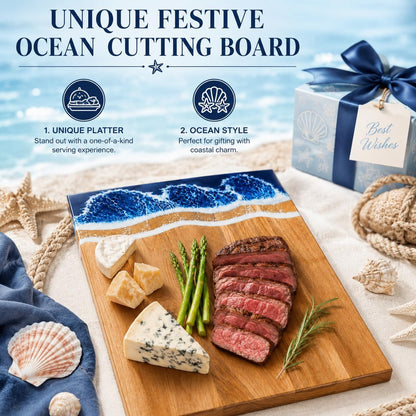 Ocean Charcuterie board: Resin Cutting Board, handmade board for Fruit Cheese and meat, Vegetable, Kitchen, Gift