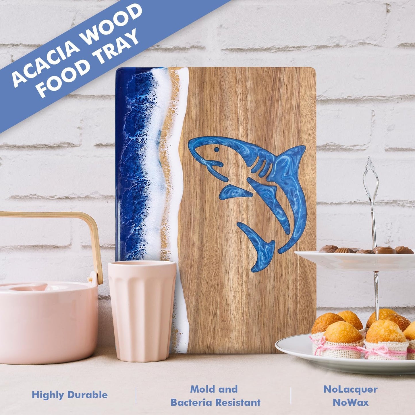 Ocean Charcuterie board: Resin Cutting Board, handmade board for Fruit Cheese and meat, Vegetable, Kitchen, Gift