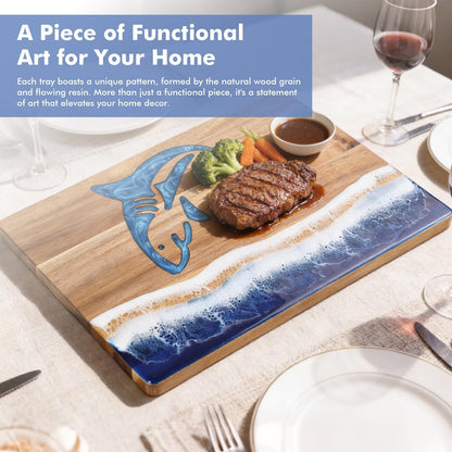 Ocean Charcuterie board: Resin Cutting Board, handmade board for Fruit Cheese and meat, Vegetable, Kitchen, Gift
