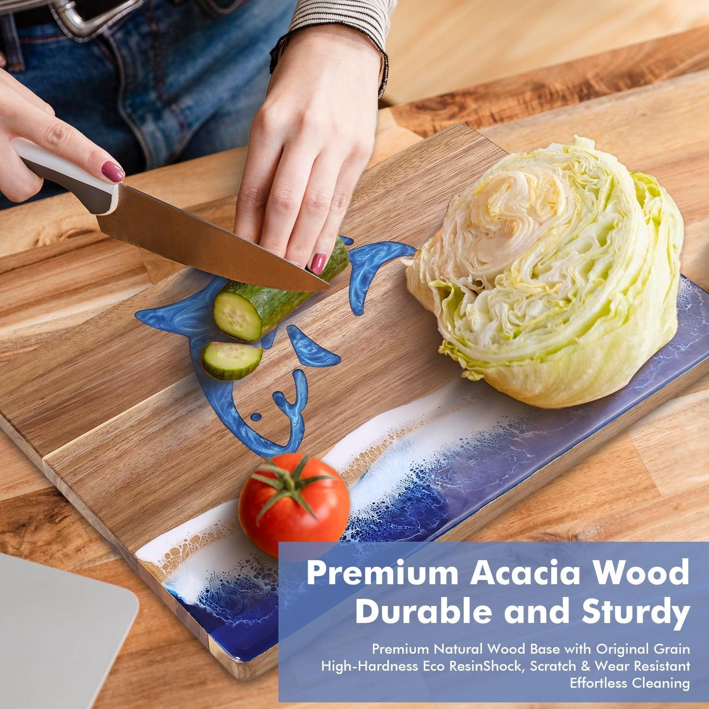 Ocean Charcuterie board: Resin Cutting Board, handmade board for Fruit Cheese and meat, Vegetable, Kitchen, Gift