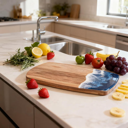 Ocean Charcuterie board: Resin Cutting Board, handmade board for Fruit Cheese and meat, Vegetable, Kitchen, Gift