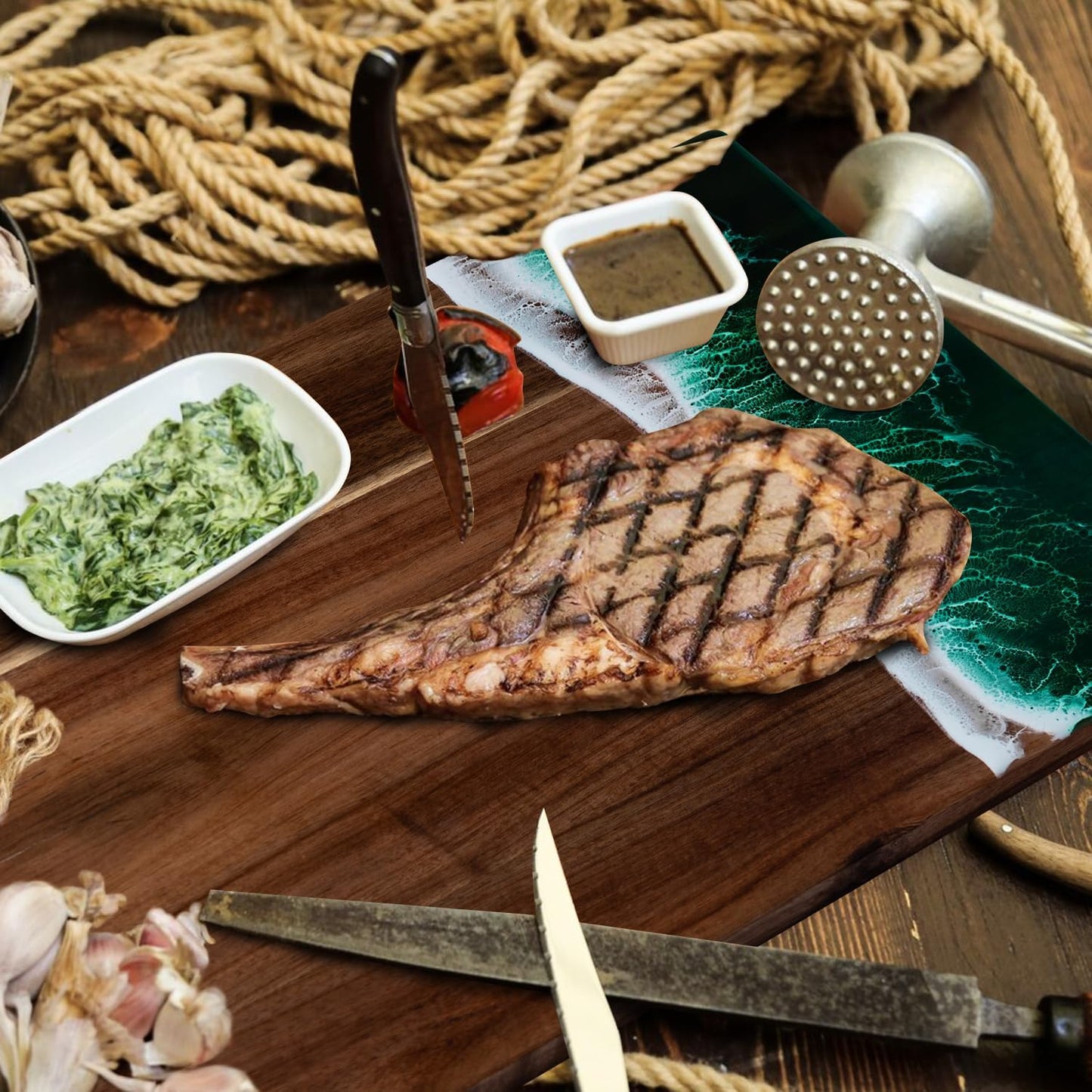 Ocean Charcuterie board: Resin Cutting Board, handmade board for Fruit Cheese and meat, Vegetable, Kitchen, Gift