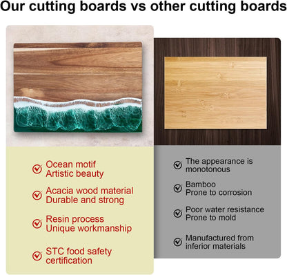 Ocean Charcuterie board: Resin Cutting Board, handmade board for Fruit Cheese and meat, Vegetable, Kitchen, Gift