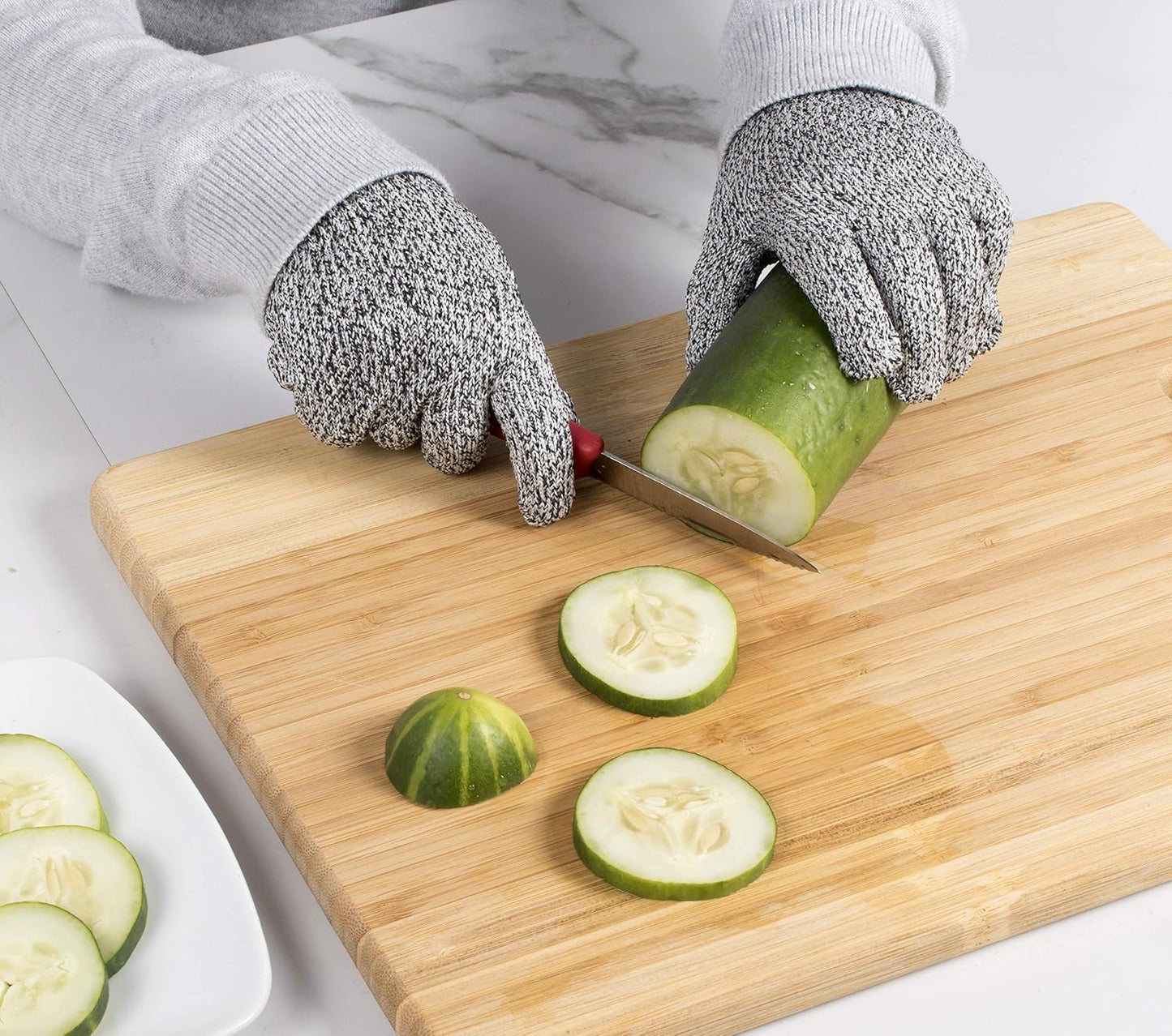 Mesh Cutting Gloves, Level-5 Cut and Abrasion Protection with Flexible Grip and Comfortable Fit, 1 Pair