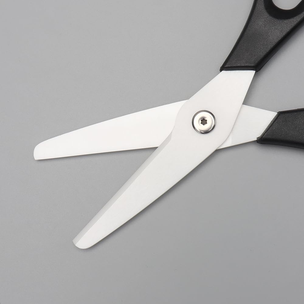 Ceramic Kitchen Scissors 8" Ceramic Blade Scissors White Sharp Blade with Black ABS Handle Cooking Shears for Office School Crafting Kitchen (Black)