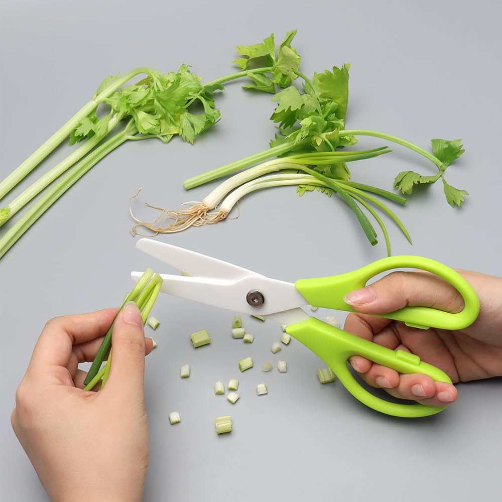 Ceramic Kitchen Scissors 8" Ceramic Blade Scissors White Sharp Blade with Black ABS Handle Cooking Shears for Office School Crafting Kitchen (Black)