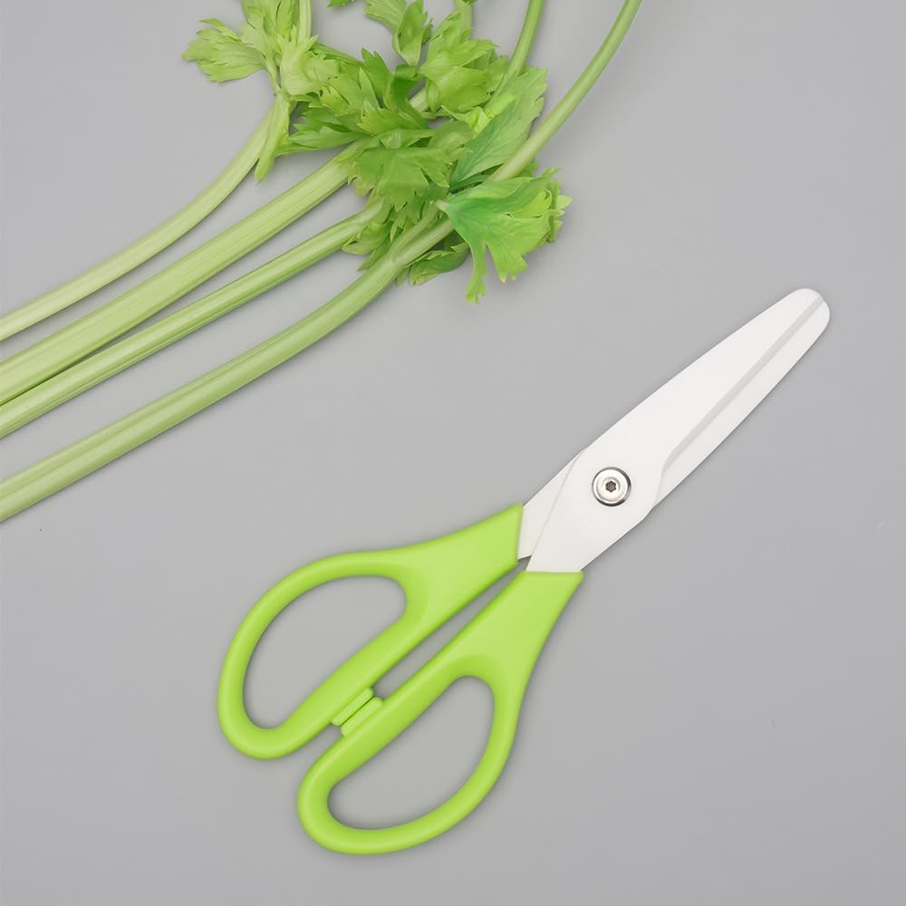 Ceramic Kitchen Scissors 8" Ceramic Blade Scissors White Sharp Blade with Black ABS Handle Cooking Shears for Office School Crafting Kitchen (Black)