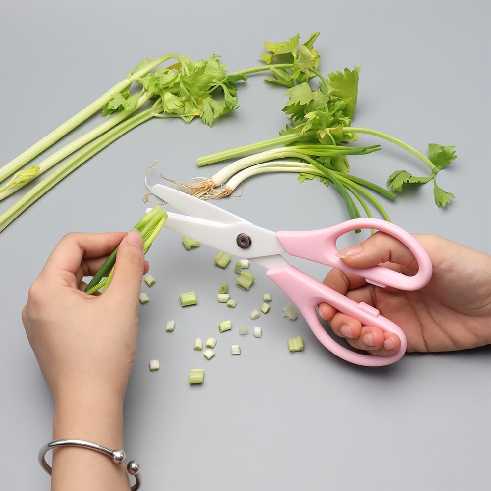 Ceramic Kitchen Scissors 8" Ceramic Blade Scissors White Sharp Blade with Black ABS Handle Cooking Shears for Office School Crafting Kitchen (Black)