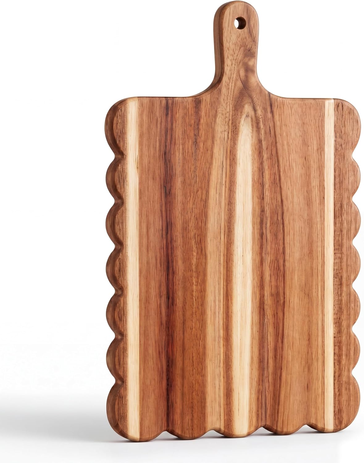 Wood Scalloped Cutting Board 18.5 Inch Decorative Wooden Charcuterie Board with Handle Engraving Christmas Wedding Engagement Housewarming Gift for Kitchen Display Snacks Cheese Appetizers