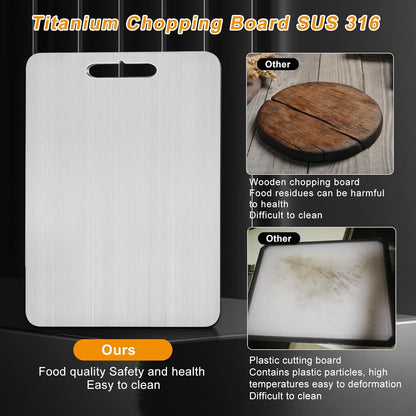 Titanium Cutting Board Set of 3, Upgraded 100% Pure Titanium Cutting Boards for Kitchen, Double Sided Food Grade Non Stick Chopping Cutting Boards for Cutting Meats Fruits Vegetables (3Pcs-S+M+L)