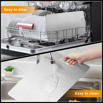 Titanium Cutting Board Set of 3, Upgraded 100% Pure Titanium Cutting Boards for Kitchen, Double Sided Food Grade Non Stick Chopping Cutting Boards for Cutting Meats Fruits Vegetables (3Pcs-S+M+L)