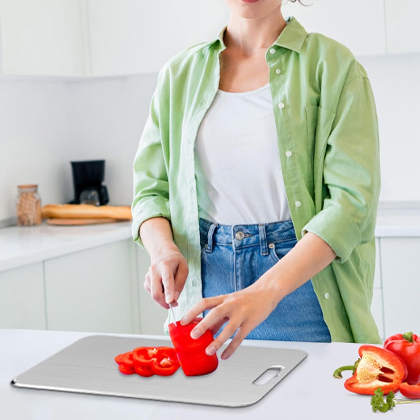 Titanium Cutting Board Set of 3, Upgraded 100% Pure Titanium Cutting Boards for Kitchen, Double Sided Food Grade Non Stick Chopping Cutting Boards for Cutting Meats Fruits Vegetables (3Pcs-S+M+L)