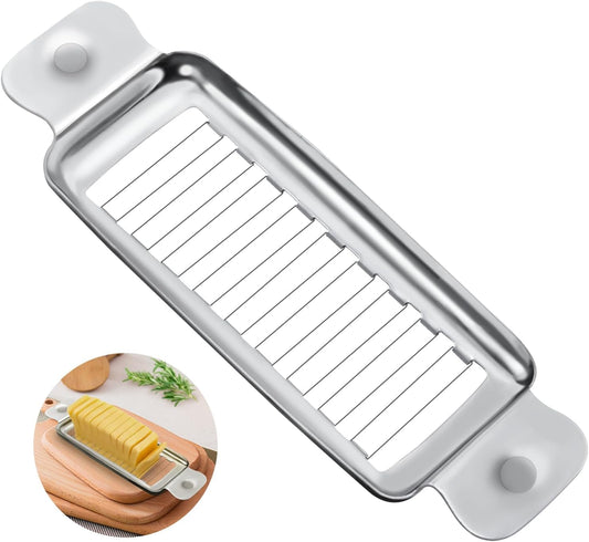 Stainless Steel Butter & Cheese Slicer - Multipurpose Food Cutter With Ergonomic Handle for Block Cheese - 1/4 Inch Slices on Average - Dishwasher Safe
