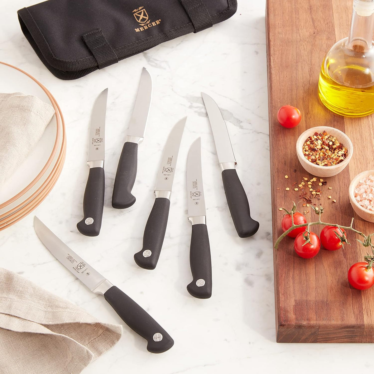 Genesis 7-Piece Forged Steak Knife Set, Steel/Black