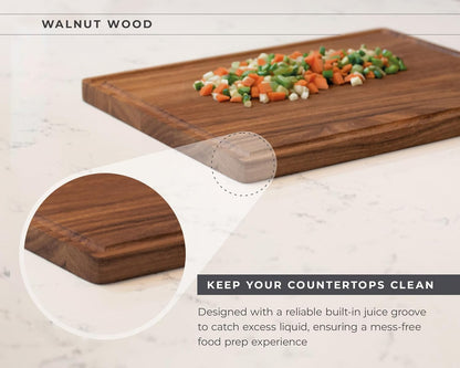 Walnut Wood Cutting Board – 17"x13" Butcher Block – Reversible Chopping Board with Juice Groove – For Meat, Cheese, Veggies, Charcuterie – Knife Friendly Kitchen Essential